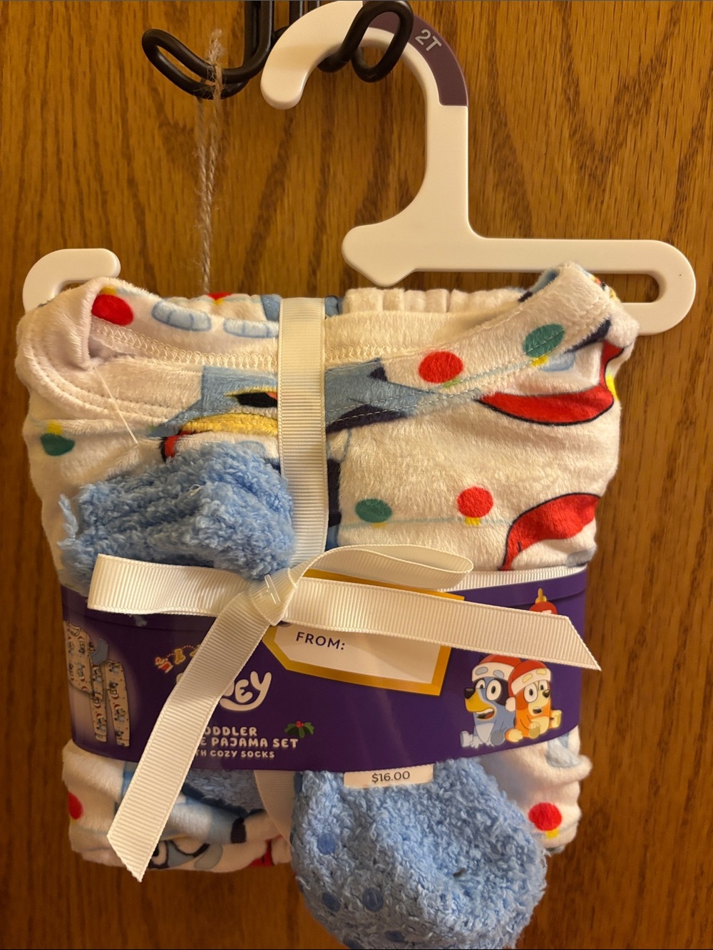 Bluey Toddler Pajama Set with Colorful Dots and Christmas Print